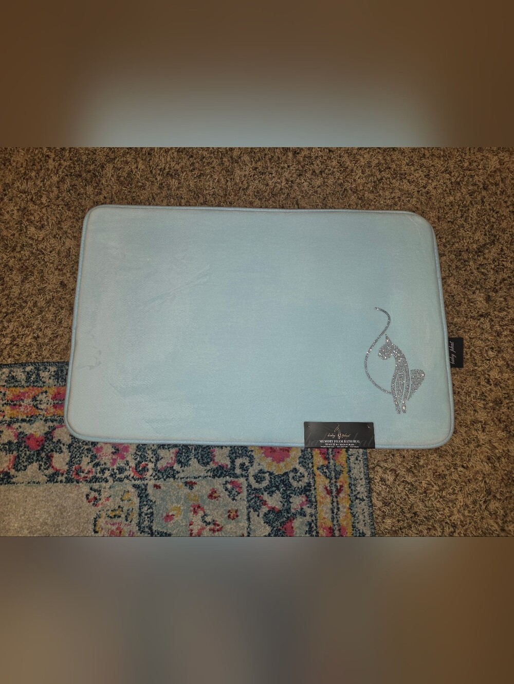 Baby Phat Y2K Light Blue Bling Memory Foam Bath Mat 20×30 NWT